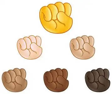 举起拳头手 emoji 表情照片
