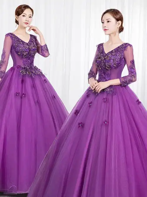 彩纱2023新款独唱演出服大合唱艺考服装气质性感蓬蓬裙大码晚礼服