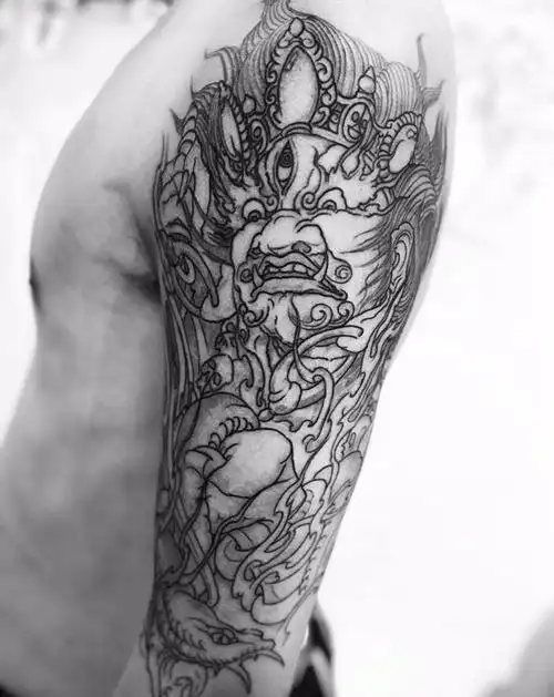 大黑天#进度中…纹身图片_手臂新传统神话纹身图案