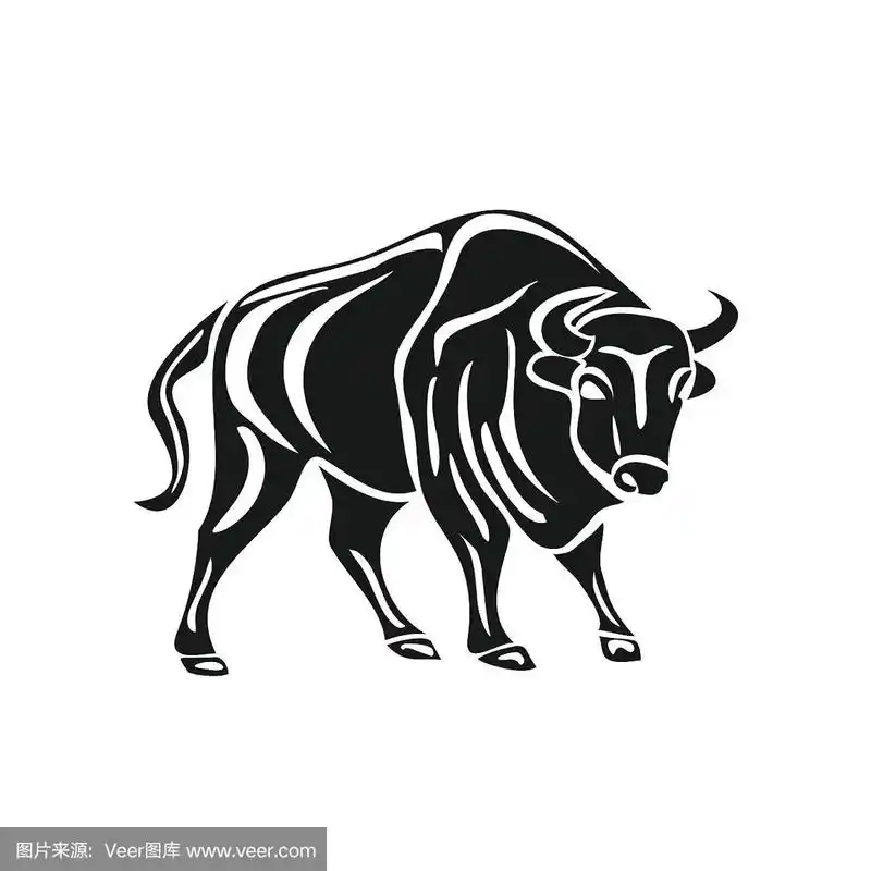 白色背景上的公牛的黑色剪影.