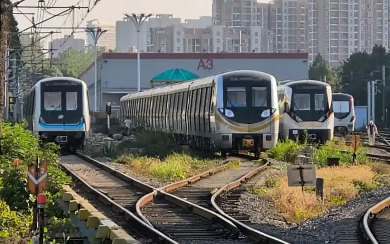 【中车浦镇】南京地铁5号线003004号车出厂进入试车线测试