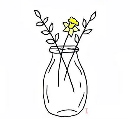 一组漂亮花瓶插花的画法简笔画教程