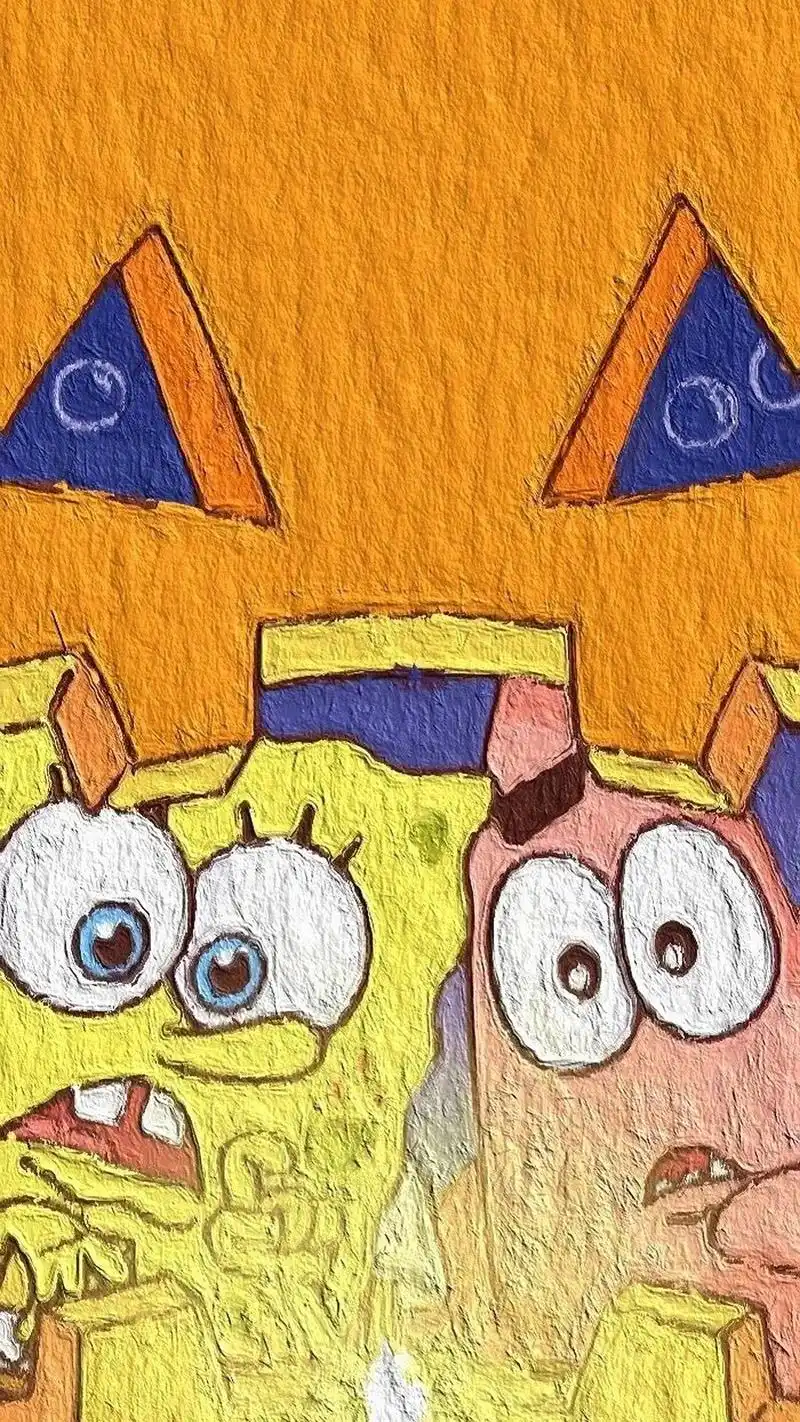 海绵宝宝清新可爱油画手机壁纸_卡通_手机壁纸下载_美桌网
