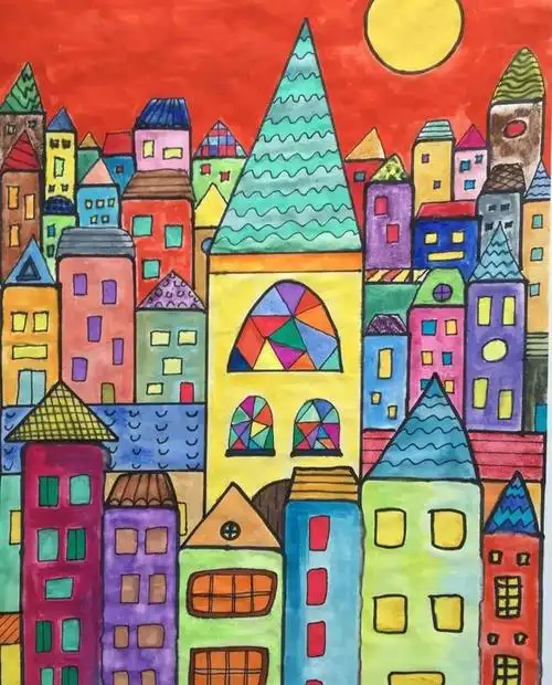 色彩艳丽的建筑主题装饰画,这些房子色彩太好看了