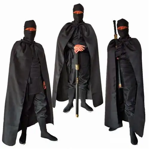tgai 戏服男 古装汉服古装蒙面服刺客服夜行衣忍者男女黑衣人武侠披风