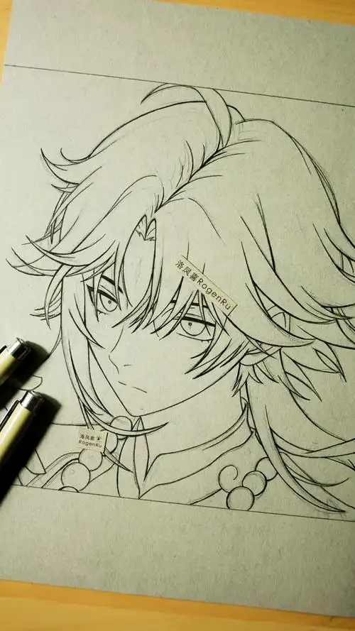 迎新有奖打卡#《原神》魈,纯勾线过程