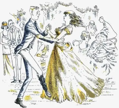 舞会上跳舞的人简笔画