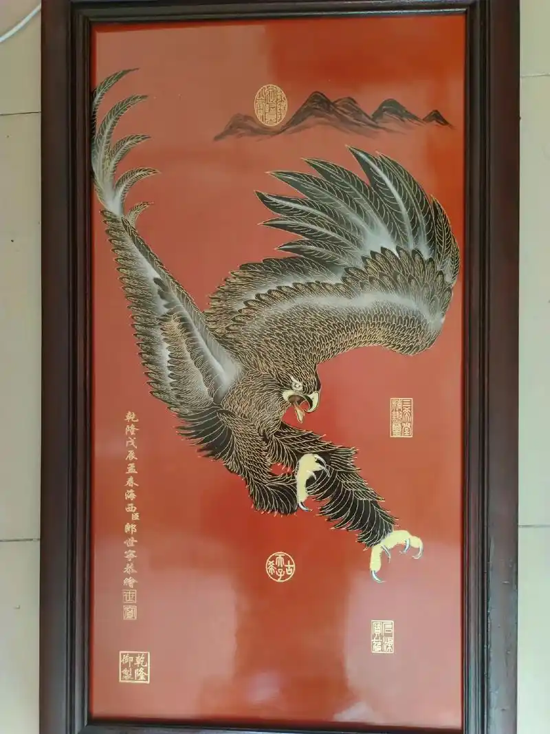 乾隆郎世宁瓷板画《雄鹰展翅》欣赏 - 抖音