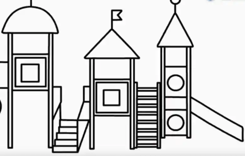 滑滑梯怎么画游乐场滑滑梯简笔画视频教程涂色