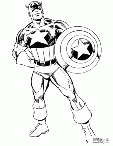 动漫人物美国队长简笔画图片
