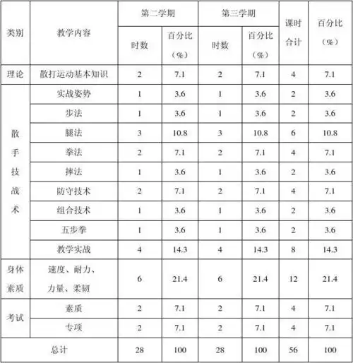 武术散打教学大纲