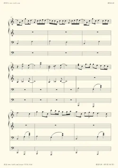 钢琴谱 - 黄昏之时