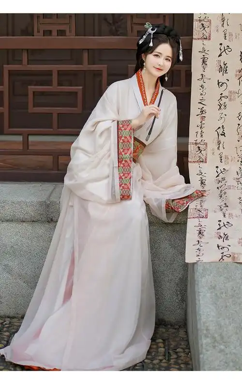 实拍汉服女直裾拖尾复古战国袍日常套装 - 17网