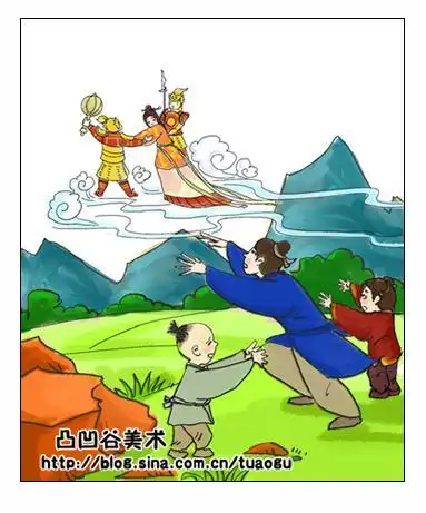 牛郎织女连环简笔画彩色