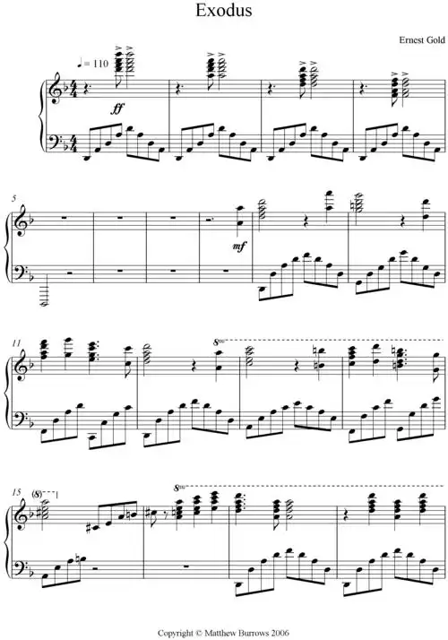 exodus 出埃及记 马克西姆 原版 正谱 钢琴谱 五线谱.pdf