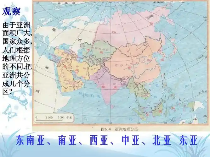 东南亚,南亚,西亚,中亚,北亚 东亚