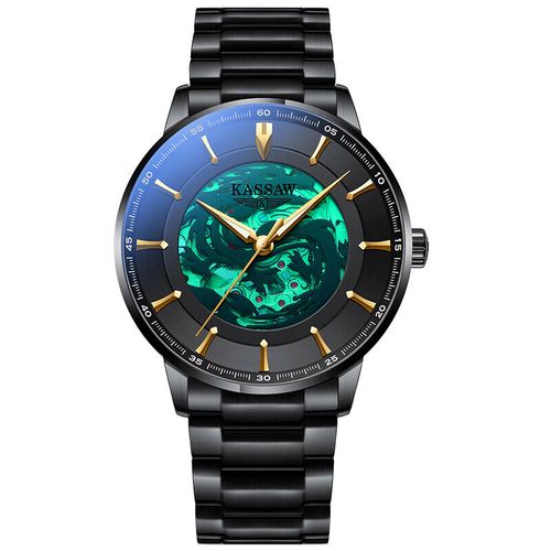 碧允瑞士手表男款镂空全自动机械表 东方青龙