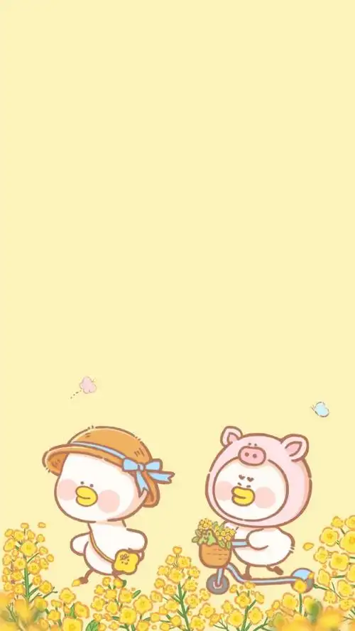 可爱卡通豆酱萌鸭背景图