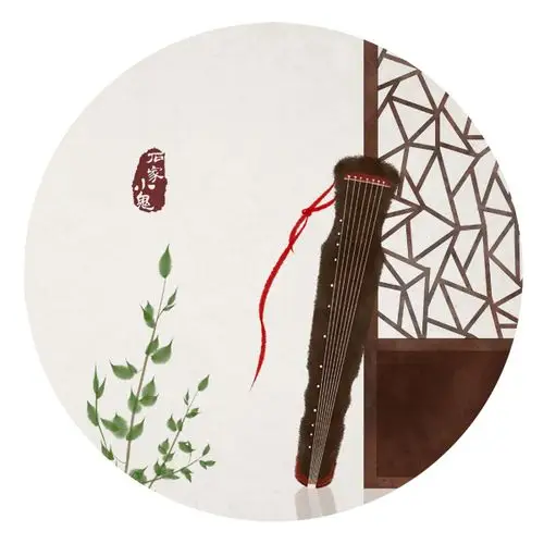 水墨中国风——竹间系列·古琴
