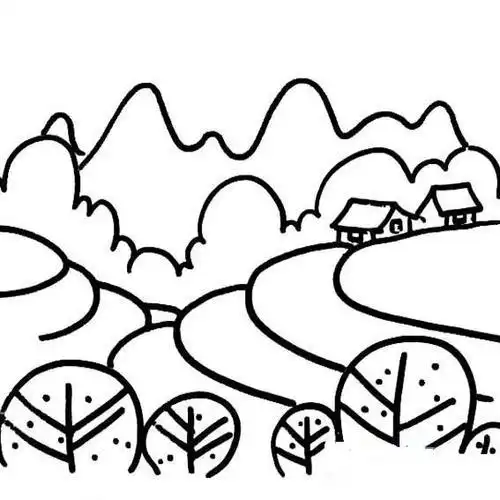 简笔画儿童画山水画