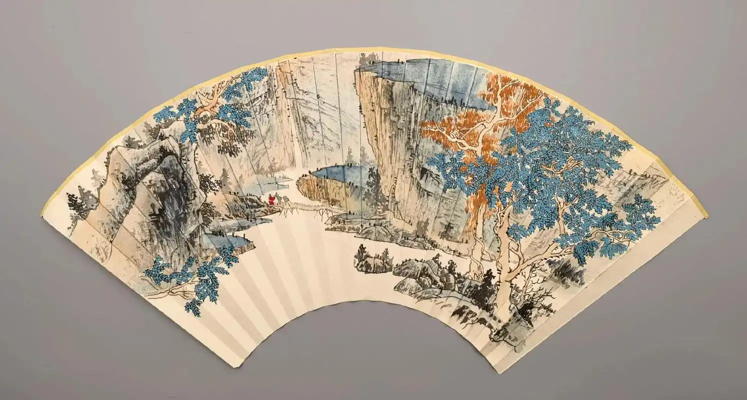 文玩扇面#国画 #山水画 #文玩折扇 - 抖音