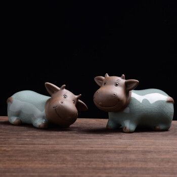 abdt陶瓷牛摆件牛可爱萌牛酒柜桌面装饰生日礼物十二生肖牛工艺品一对