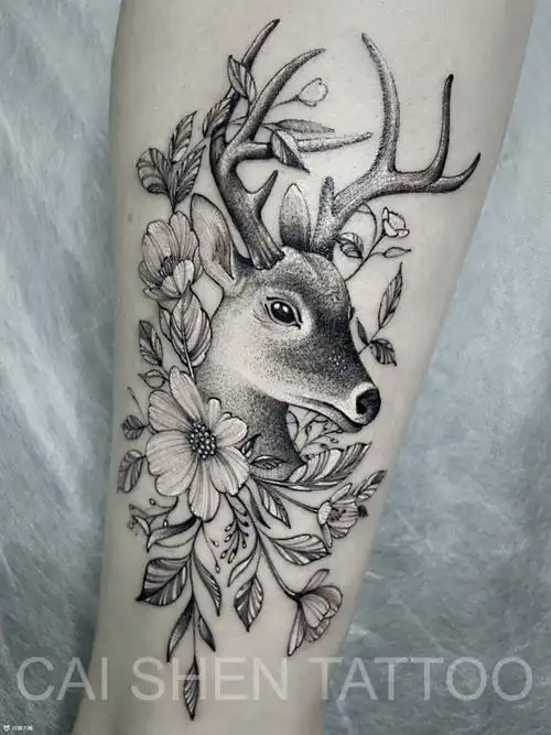 清新麋鹿纹身图案大全 - 纹身大咖
