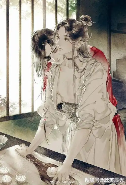 一组「魔道」与「天官」大的同人图,谢怜穿女装的样子令人着迷!_花城