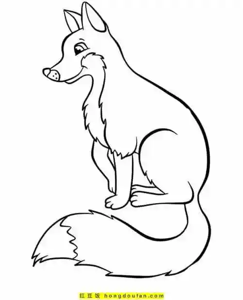 10张幸运的红色狐狸童话森林卡通涂色简笔画