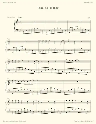 《take me higher,钢琴谱》迪迦奥特曼插曲,v6(五线谱 钢琴曲 指法)