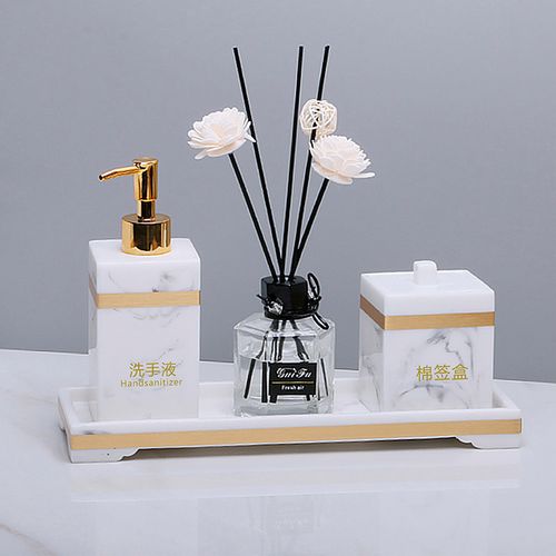 高档酒店洗手液瓶子欧式样板房摆件简约轻奢大理石卫生间洗护套装