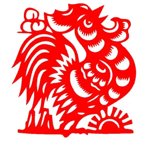 儿童动物公鸡剪纸图案设计