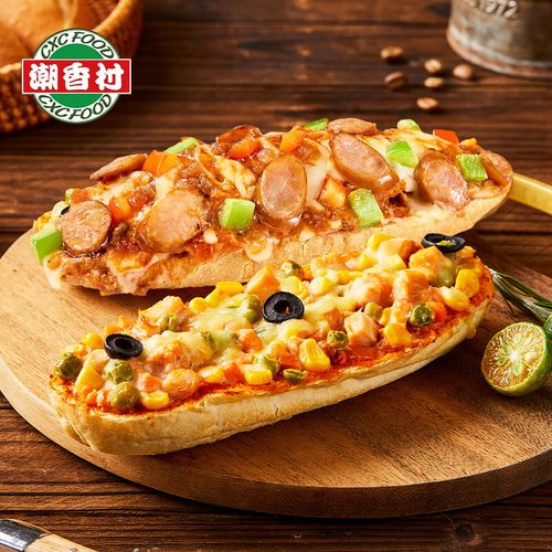 潮香村(cxc food)法棍烟熏鸡肉 意式香肠小披萨2个装245g 马苏里拉