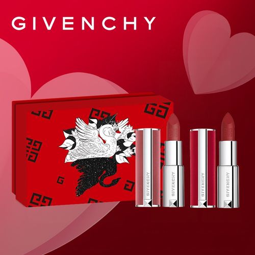 纪梵希 givenchy 红粉丝绒唇膏礼盒(红丝绒n37 粉丝绒n27)3.4g*2