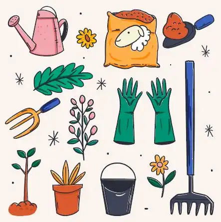 卡通手绘工具植树节矢量素材