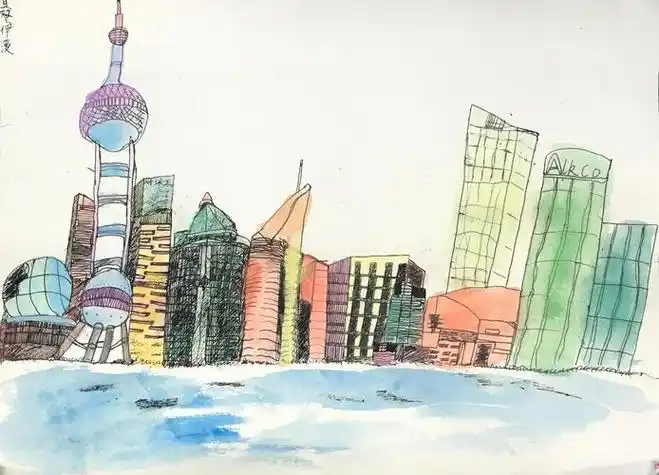 上海建筑简笔画 上海建筑简笔画图片