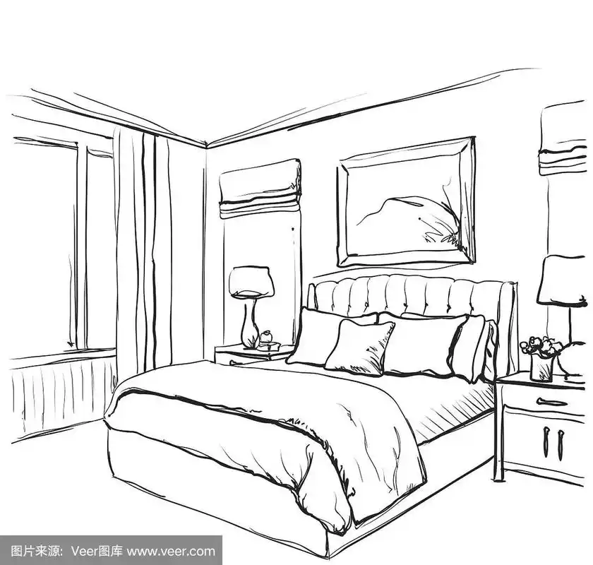 卧室室内草图.手绘家具
