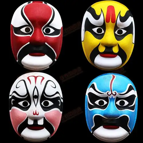 京剧脸谱白色手绘画幼儿园儿童手工作业diy涂鸦纸浆新年面具