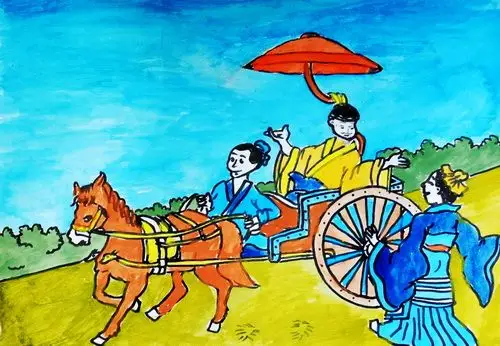 少儿书画作品-南辕北辙/儿童书画作品南辕北辙欣赏_中国少儿美术教育