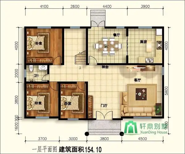 15x10米二层田园风格农村自建房轩鼎建筑设计