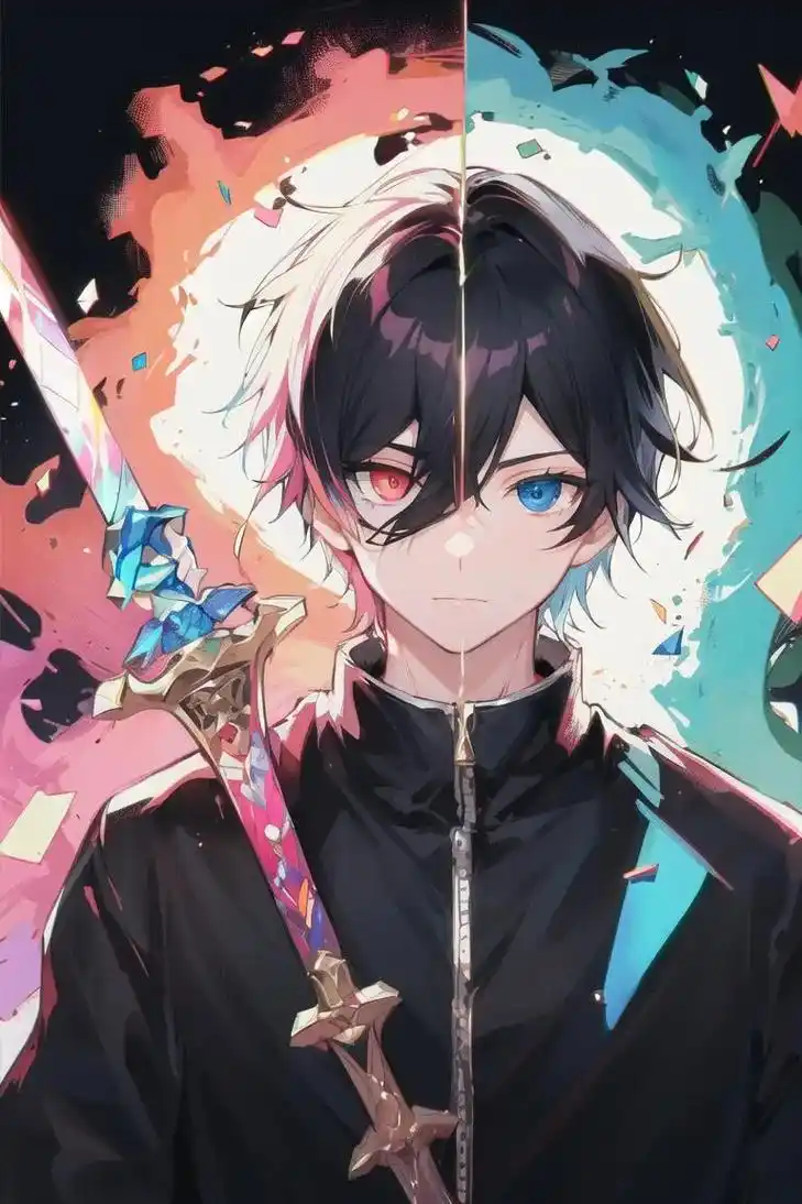 刀光,异瞳,彩虹.#二次元 #二次元美图 #动漫壁纸 #ai - 抖音