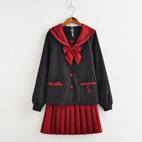 软妹服秋冬套装_日系软妹熊掌刺绣中间长袖jk制服秋冬水手服女学生