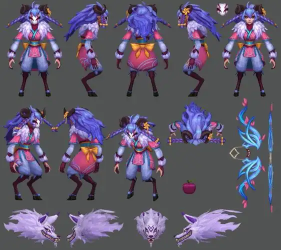 lol千珏灵魂莲花新皮肤体验摘下面具的样子很可爱狼灵像极了漫画角色