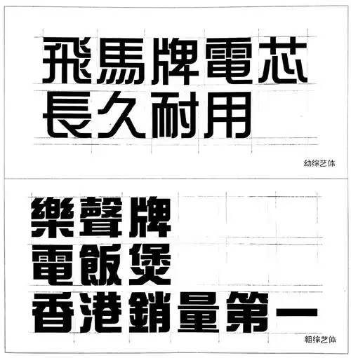 综艺体由郭炳权老师创作于上世纪70年代,与英文字体"helvetica"有异曲