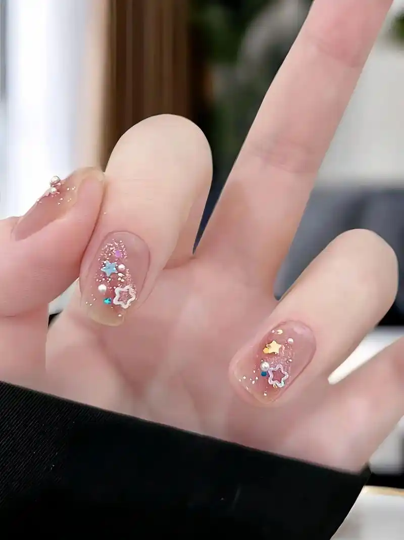 可爱星星8215美甲新look短款高级显手白小清新穿戴甲