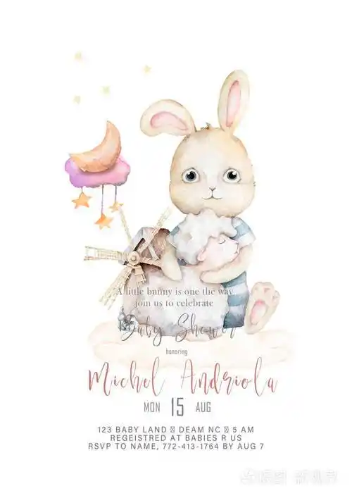 手绘水彩画复活节快乐套装与羊和磨坊设计的兔子兔子波西米亚卡通风格