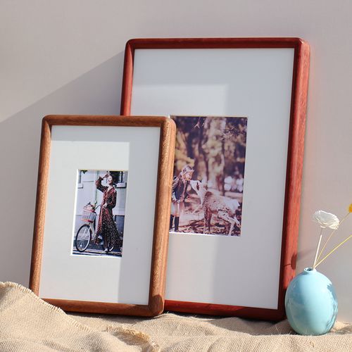 实木榫卯圆角大相框胡桃木画框装裱挂墙a4洗照片做出简约相册定制