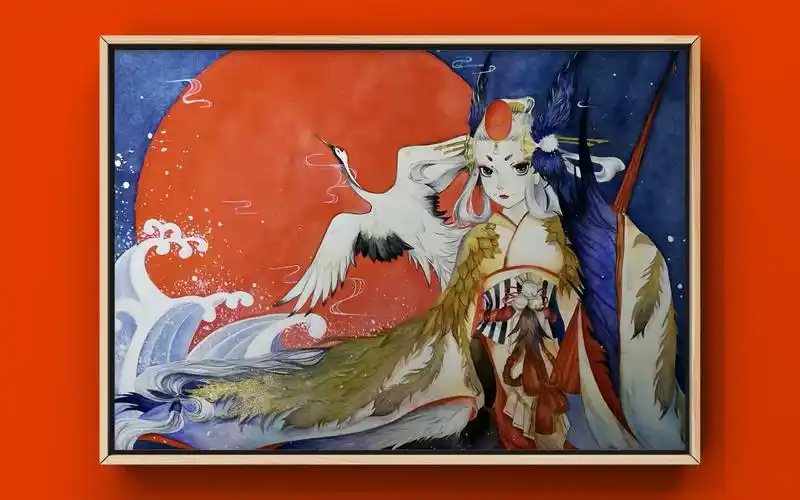 【水彩】阴阳师手游姑获鸟水彩临摹