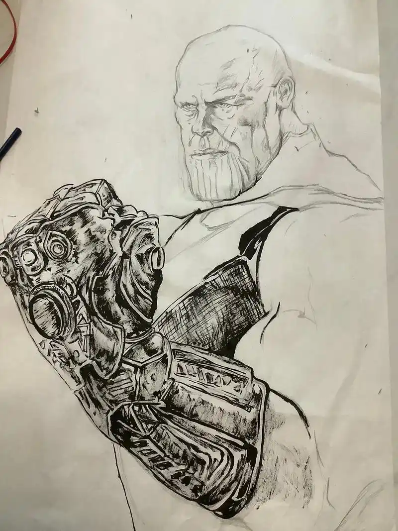 手绘灭霸#灭霸 #手绘#水墨画#复仇者联盟 - 抖音