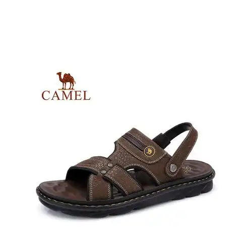 camel骆驼牛皮凉鞋透气舒适耐磨休闲露趾厚底男皮鞋